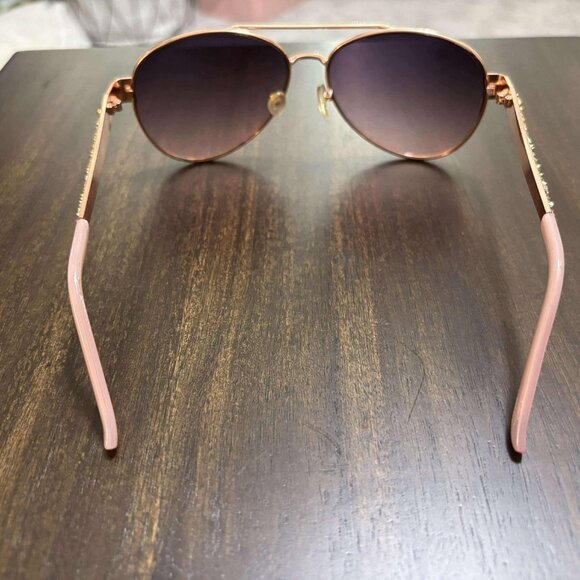 Rose Gold & Brown Tinted Sunglasses with Bling on the sides - Picture 4 of 7